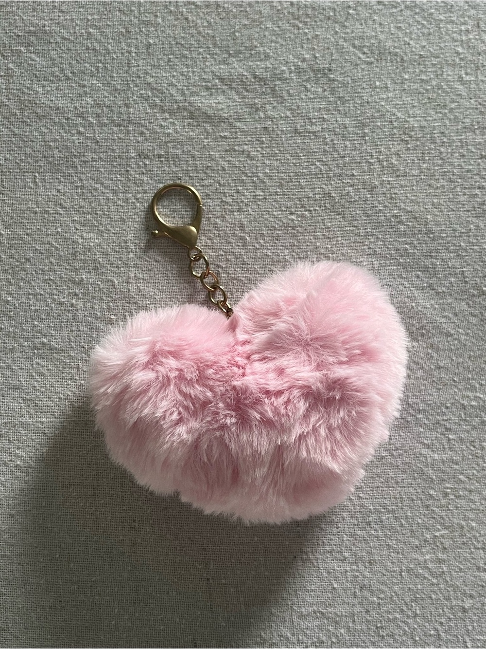 Soft Pink Faux Fur Heart Keychain / Bag Charm